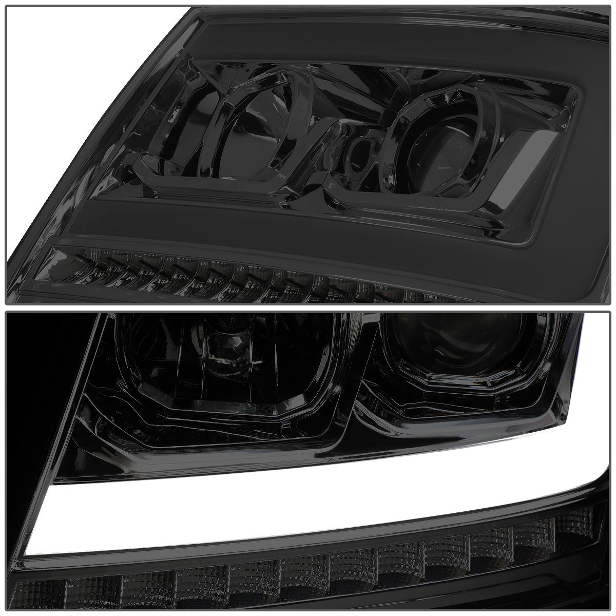 FAROS 07-13 CHEVY AVALANCHE, SUBURBAN 2500 / 07-14 CHEVY TAHOE, SUBURBAN 1500 - LED DRL - C-BAR - SMOKE HOUSING / AMBER CORNER