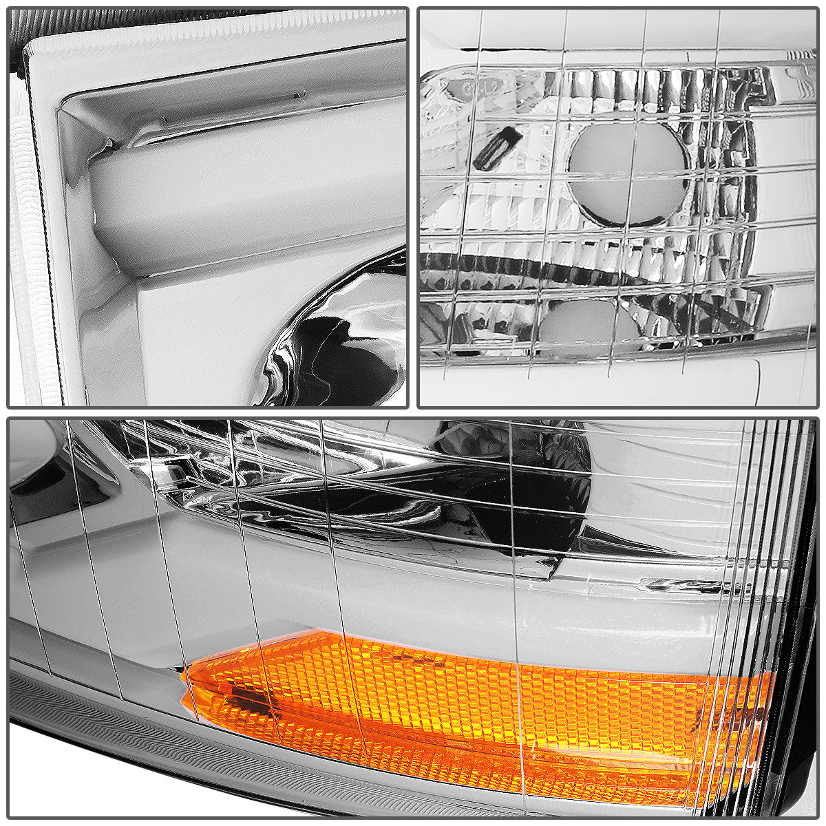 FAROS 07-13 CHEVY SILVERADO 1500 / 07-17 SILVERADO 2500, 3500 AND HD MODELS - DOES NOT FIT 2007 OLD BODY CLASSIC MODELS - LED DRL - DUAL LED - CHROME HOUSING / AMBER CORNER