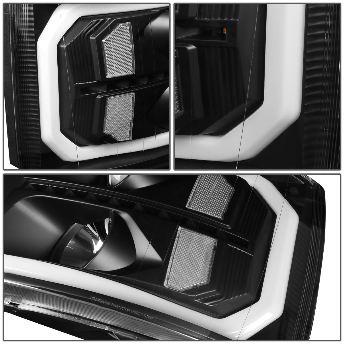 FAROS 07-13 CHEVY SILVERADO 1500 / 07-14 SILVERADO 2500, 3500 AND HD MODELS - DOES NOT FIT 2007 OLD BODY CLASSIC MODELS - LED DRL - SEQUENTIAL TURN SIGNAL - C-BAR - BLACK HOUSING / CLEAR CORNER