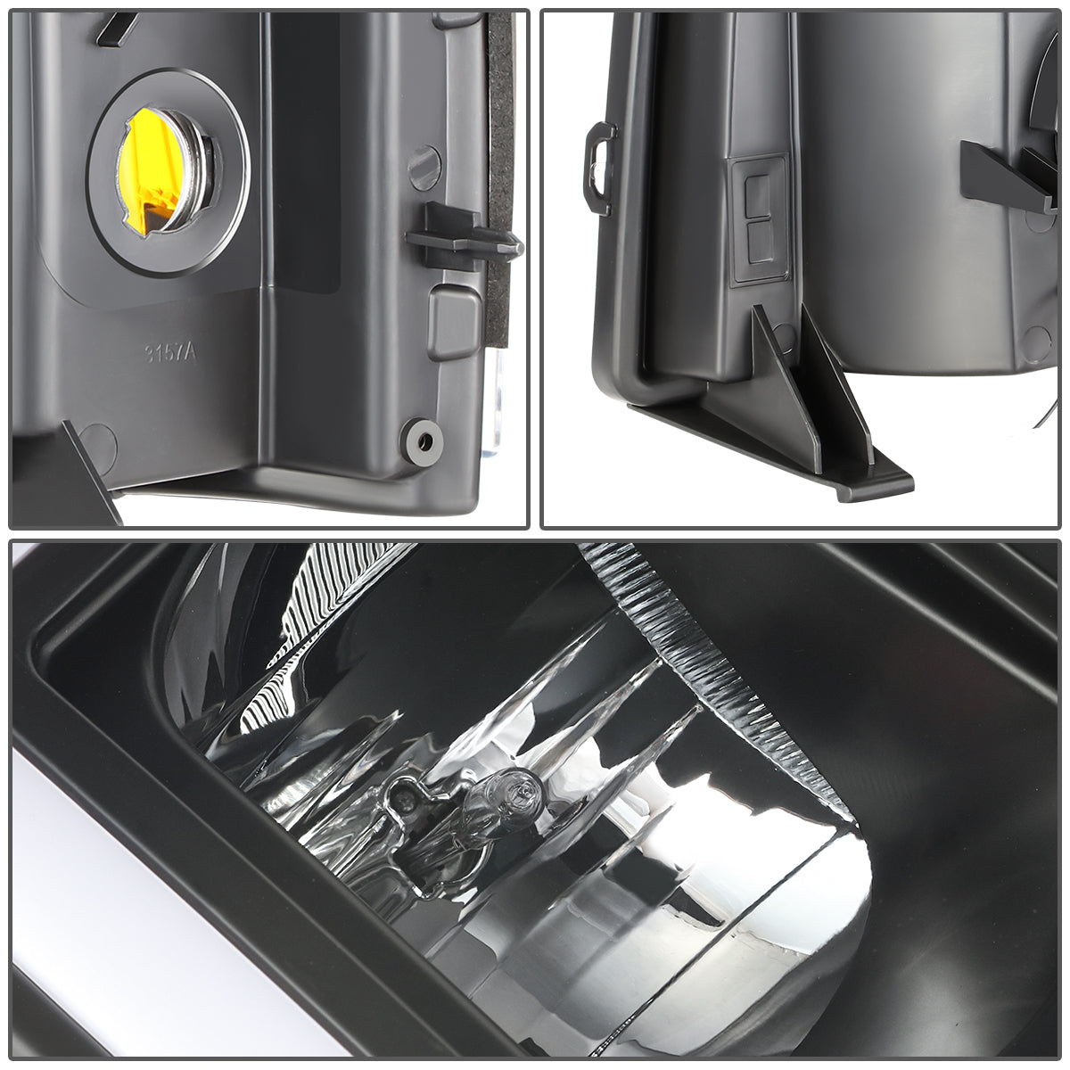 FAROS 07-13 CHEVY SILVERADO 1500 / 07-14 SILVERADO 2500 HD, 3500 - DOES NOT FIT 2007 OLD BODY CLASSIC MODELS - FITS MODELS WITH HALOGEN HEADLIGHTS ONLY - RECTANGLE LED DRL - BLACK HOUSING / AMBER CORNER