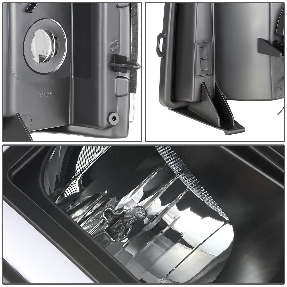 FAROS 07-13 CHEVY SILVERADO 1500 / 07-14 SILVERADO 2500 HD, 3500 - DOES NOT FIT 2007 OLD BODY CLASSIC MODELS - FITS MODELS WITH HALOGEN HEADLIGHTS ONLY - RECTANGLE LED DRL - BLACK HOUSING / CLEAR CORNER