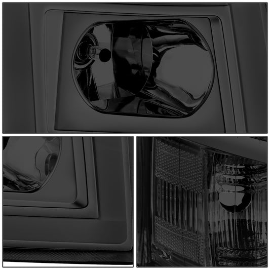 FAROS 07-13 CHEVY SILVERADO 1500 / 07-14 SILVERADO 2500 HD, 3500 - DOES NOT FIT 2007 OLD BODY CLASSIC MODELS - FITS MODELS WITH HALOGEN HEADLIGHTS ONLY - RECTANGLE LED DRL - SMOKE HOUSING / CLEAR CORNER