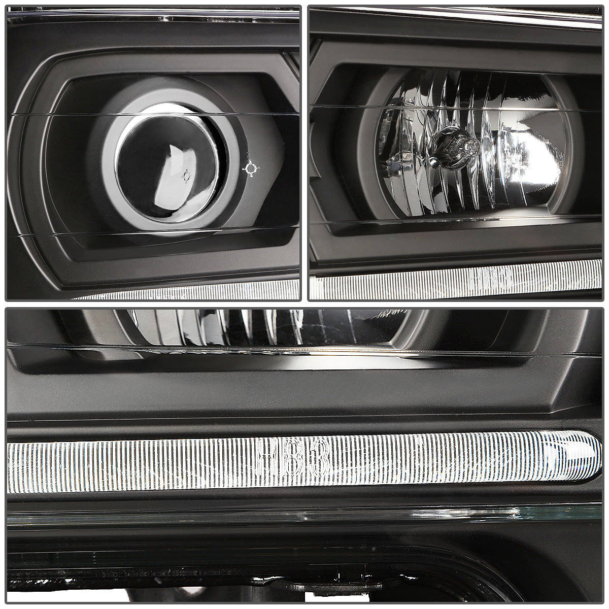 FAROS 02-06 CHEVY TRAILBLAZER EXT / 02-09 CHEVY TRAILBLAZER - 4DR - LED DRL - OE - BLACK HOUSING / AMBER CORNER