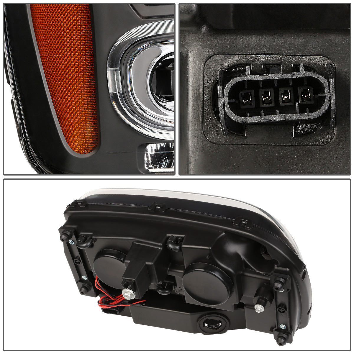 FAROS 02-06 CHEVY TRAILBLAZER EXT / 02-09 CHEVY TRAILBLAZER - 4DR - LED DRL - OE - BLACK HOUSING / AMBER CORNER