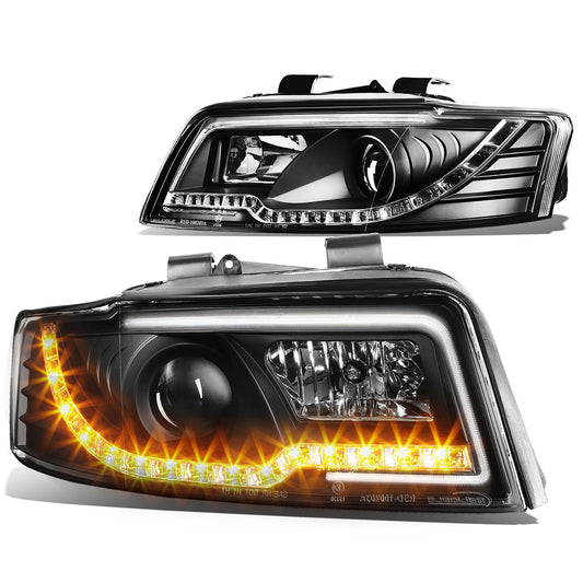 FAROS 02-05 AUDI A4 B6, A4 B6 QUATTRO / 04-05 AUDI S4 B6, A4 B6 QUATTRO - LED DRL - 4DR - DOES NOT FIT CABRIOLET MODELS - DOES NOT FIT MODELS WITH OEM XENON HID HEADLIGHTS - ONLY FITS SEDAN / WAGON MODELS WITH OEM HEADLIGHTS - BLACK HOUSING / CLEAR LENS