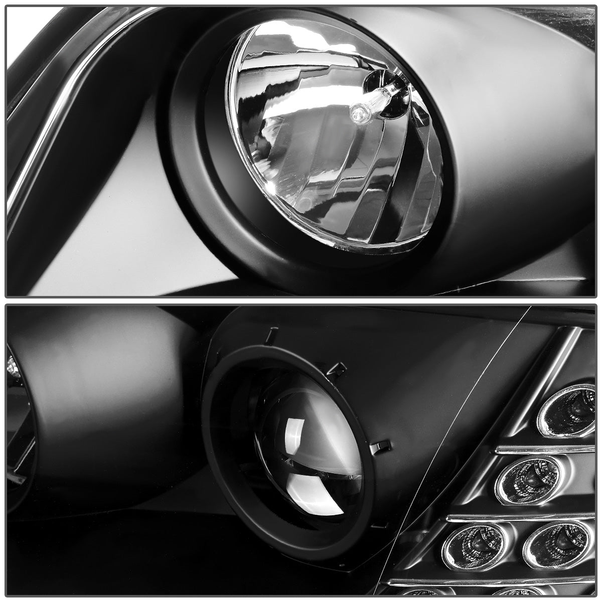 FAROS 98-01 AUDI A6, A6 QUATTRO - DOES NOT FIT MODELS WITH OEM XENON HID HEADLIGHTS - ONLY FITS MODELS WITH OEM HALOGEN HEADLIGHTS - LED DRL - PROJECTOR - BLACK HOUSING / CLEAR LENS / AMBER SIGNAL