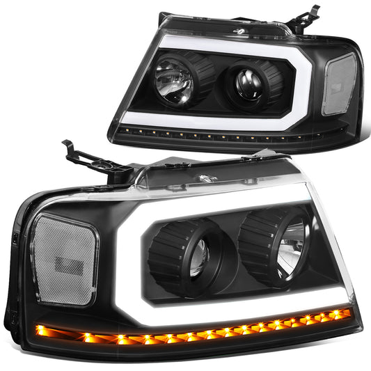 FAROS 04-08 FORD F-150 / 06-08 LINCOLN MARK LT - LED DRL - PROJECTOR - SEQUENTIAL LED TURN SIGNAL - BLACK HOUSING / CLEAR CORNER