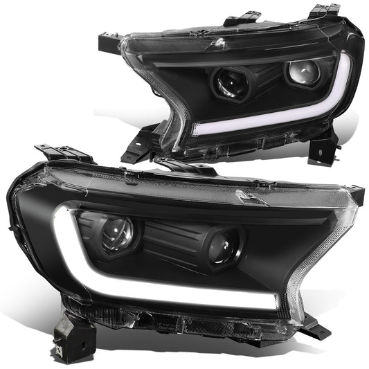 FAROS 19-21 FORD RANGER XL, XLT - FITS HALOGEN HEADLIGHTS MODELS ONLY, DOES NOT FIT LED HEADLIGHT MODELS - SWITCHBACK - SEQUENTIAL LED TURN SIGNAL - LED DRL - BLACK / CLEAR