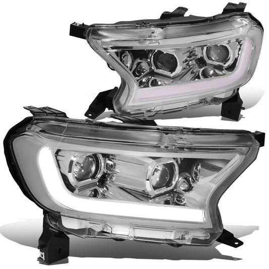 FAROS 19-21 FORD RANGER XL, XLT - FITS HALOGEN HEADLIGHTS MODELS ONLY, DOES NOT FIT LED HEADLIGHT MODELS - SWITCHBACK - SEQUENTIAL LED TURN SIGNAL - LED DRL - CHROME / AMBER
