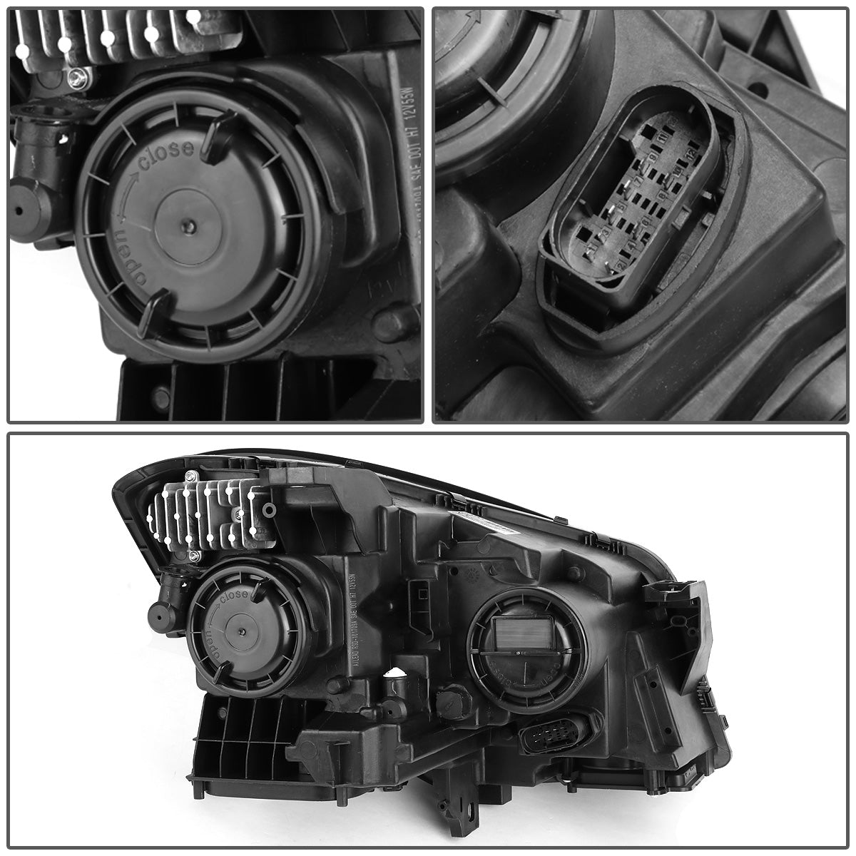 FAROS 14-17 MERCEDES GLA 180 , GLA 200 , GLA 250 , GLA45 AMG 4-DOOR - FITS HALOGEN HEADLIGHTS - LED DRL - PROJECTOR - BLACK HOUSING - H7 LOW BEAM / HIGH BEAM
