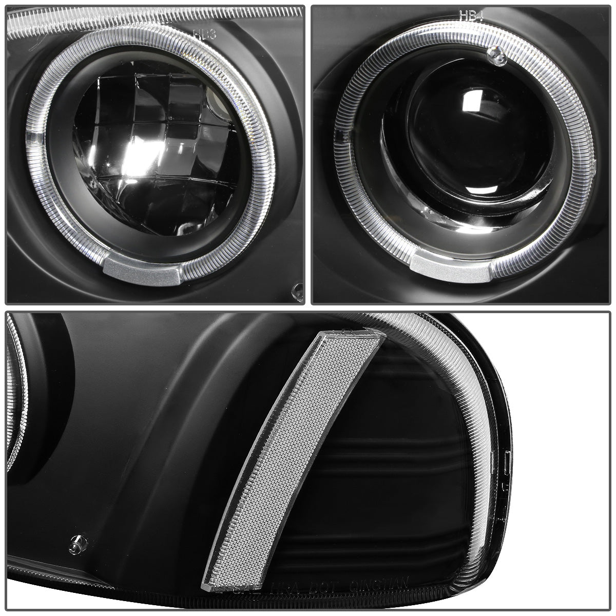 FAROS 01-06 YUKON DENALI, XL 1500 DENALI / 02-06 GMC SIERRA 1500 DENALI / 2007 GMC SIERRA 1500 DENALI 4-DOOR - FITS DENALI MODELS ONLY - LED - HALO PROJECTOR - BLACK HOUSING / CLEAR CORNER - 9005 LOW BEAM / HIGH BEAM