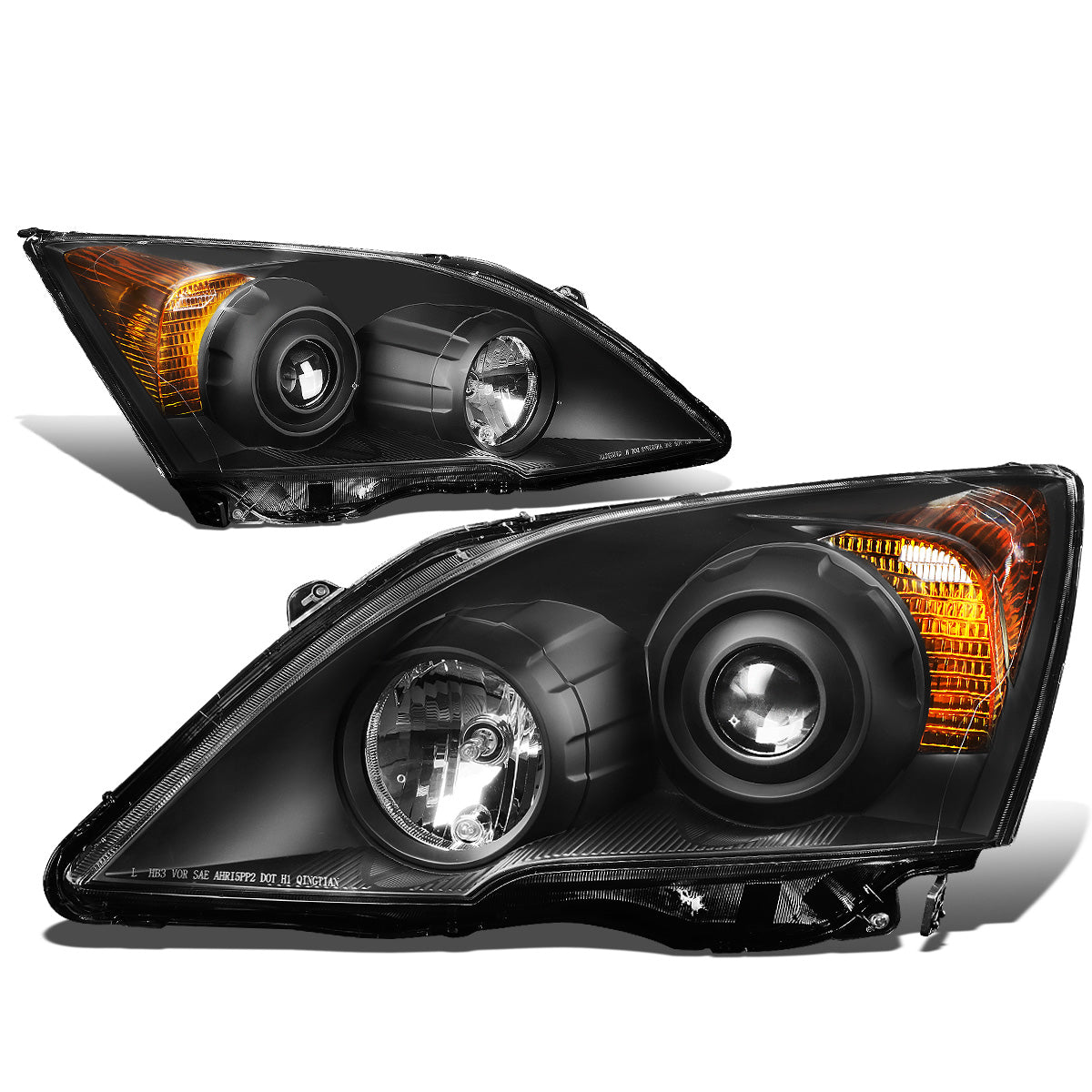 FAROS 07-11 HONDA CR-V 4-DOOR - PROJECTOR - BLACK HOUSING / AMBER CORNER - H1 LOW BEAM / HIGH BEAM