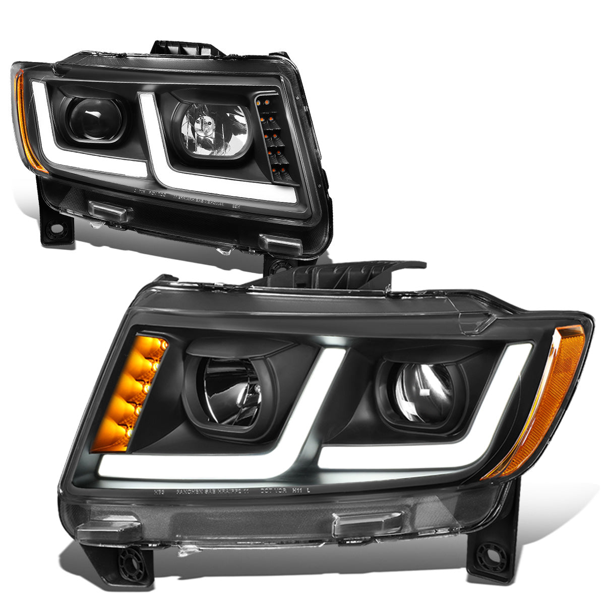 FAROS 11-13 JEEP GRAND CHEROKEE - FITS MODELS WITH HALOGEN HEADLIGHTS ONLY - PROJECTOR LOW BEAM - BLACK HOUSING / AMBER CORNER - H1 LOW BEAM / 9005 HIGH BEAM