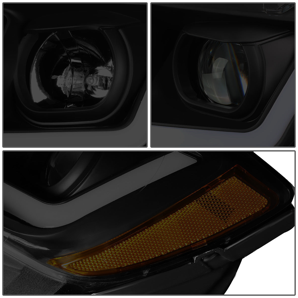 FAROS 11-13 JEEP GRAND CHEROKEE - FITS MODELS WITH HALOGEN HEADLIGHTS ONLY - PROJECTOR LOW BEAM - BLACK HOUSING / AMBER CORNER / SMOKE LENS - H1 LOW BEAM / 9005 HIGH BEAM