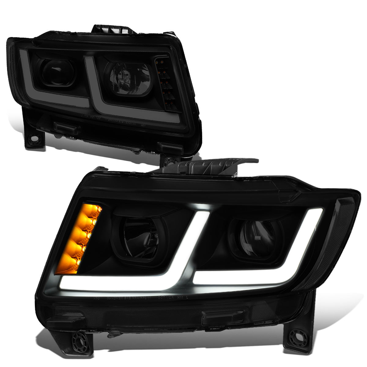 FAROS 11-13 JEEP GRAND CHEROKEE - FITS MODELS WITH HALOGEN HEADLIGHTS ONLY - PROJECTOR LOW BEAM - BLACK HOUSING / CLEAR CORNER / SMOKE LENS - H1 LOW BEAM / 9005 HIGH BEAM