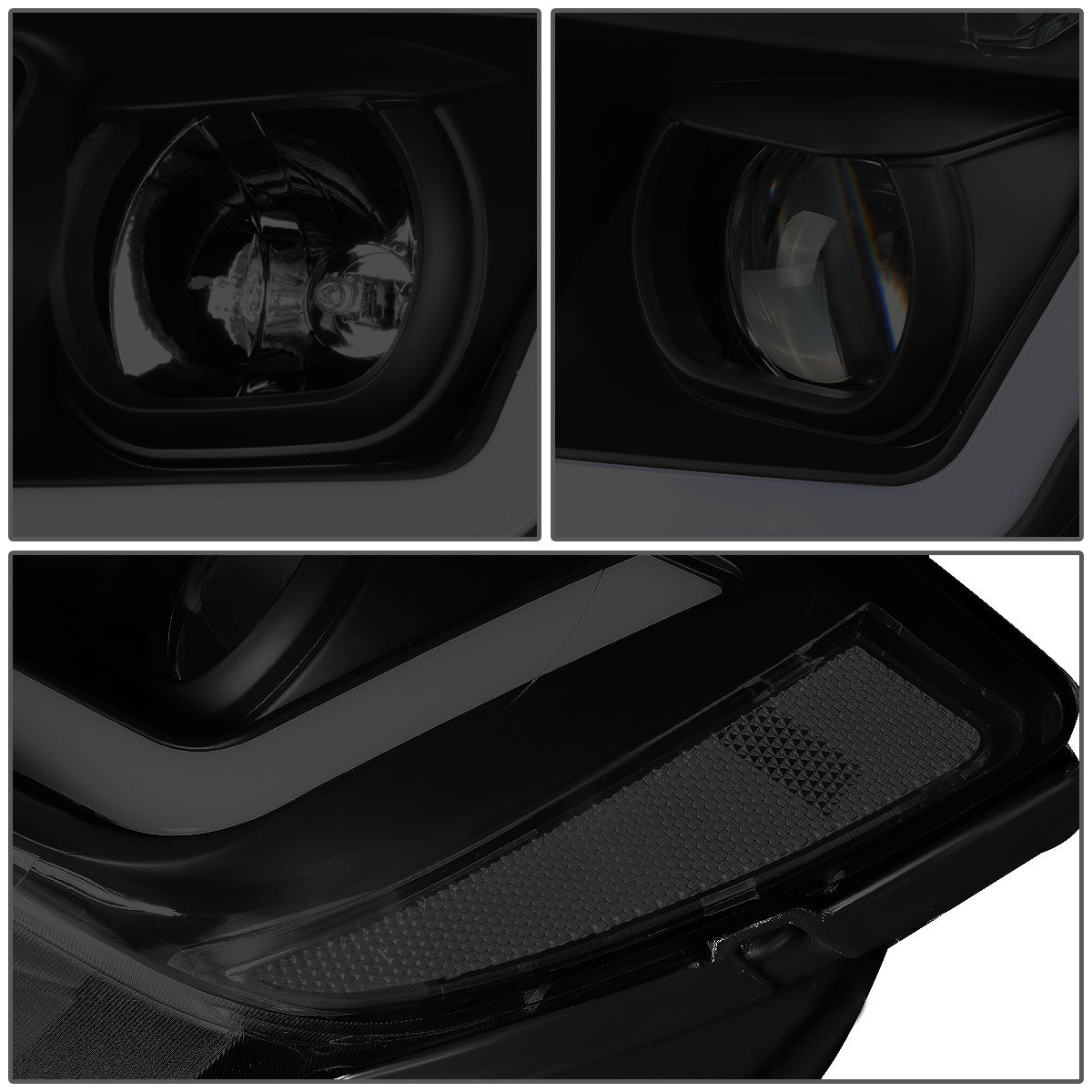 FAROS 11-13 JEEP GRAND CHEROKEE - FITS MODELS WITH HALOGEN HEADLIGHTS ONLY - PROJECTOR LOW BEAM - BLACK HOUSING / CLEAR CORNER / SMOKE LENS - H1 LOW BEAM / 9005 HIGH BEAM