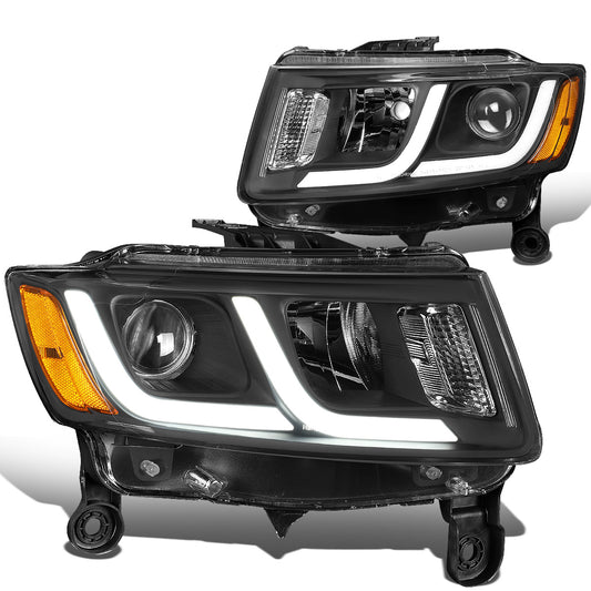 FAROS 14-16 JEEP GRAND CHEROKEE PRE FACELIFT - FITS MODELS WITH HALOGEN HEADLIGHTS ONLY - PROJECTOR LOW BEAM - BLACK HOUSING / AMBER CORNER - H1 LOW BEAM / H1 HIGH BEAM