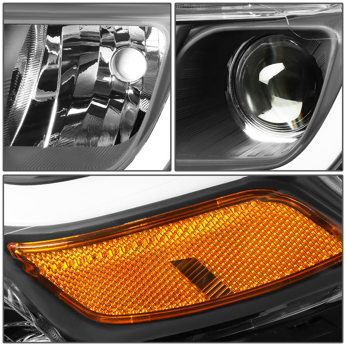 FAROS 14-16 JEEP GRAND CHEROKEE PRE FACELIFT - FITS MODELS WITH HALOGEN HEADLIGHTS ONLY - PROJECTOR LOW BEAM - BLACK HOUSING / AMBER CORNER - H1 LOW BEAM / H1 HIGH BEAM