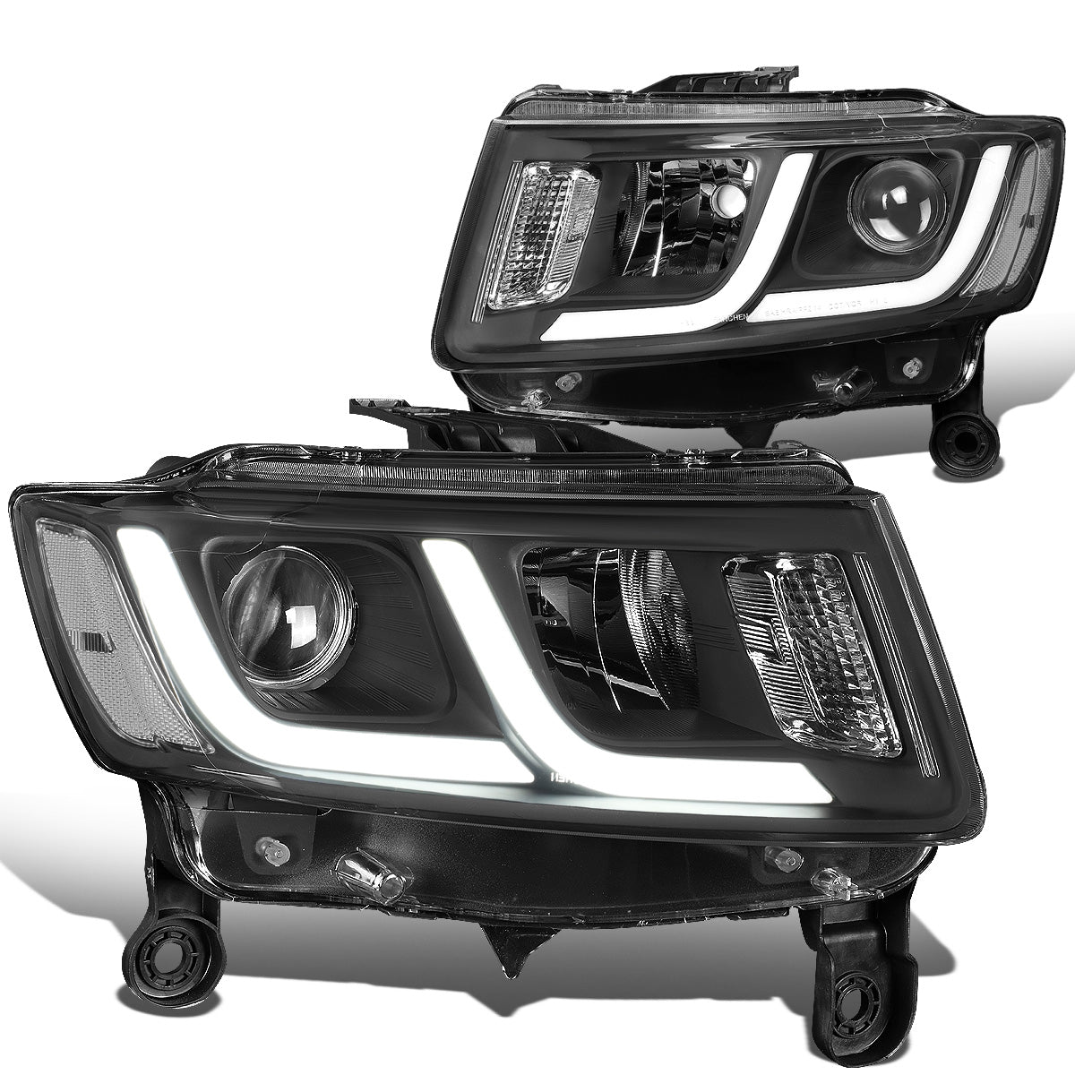 FAROS 14-16 JEEP GRAND CHEROKEE PRE FACELIFT - FITS MODELS WITH HALOGEN HEADLIGHTS ONLY - PROJECTOR LOW BEAM - BLACK HOUSING / CLEAR CORNER - H1 LOW BEAM / H1 HIGH BEAM