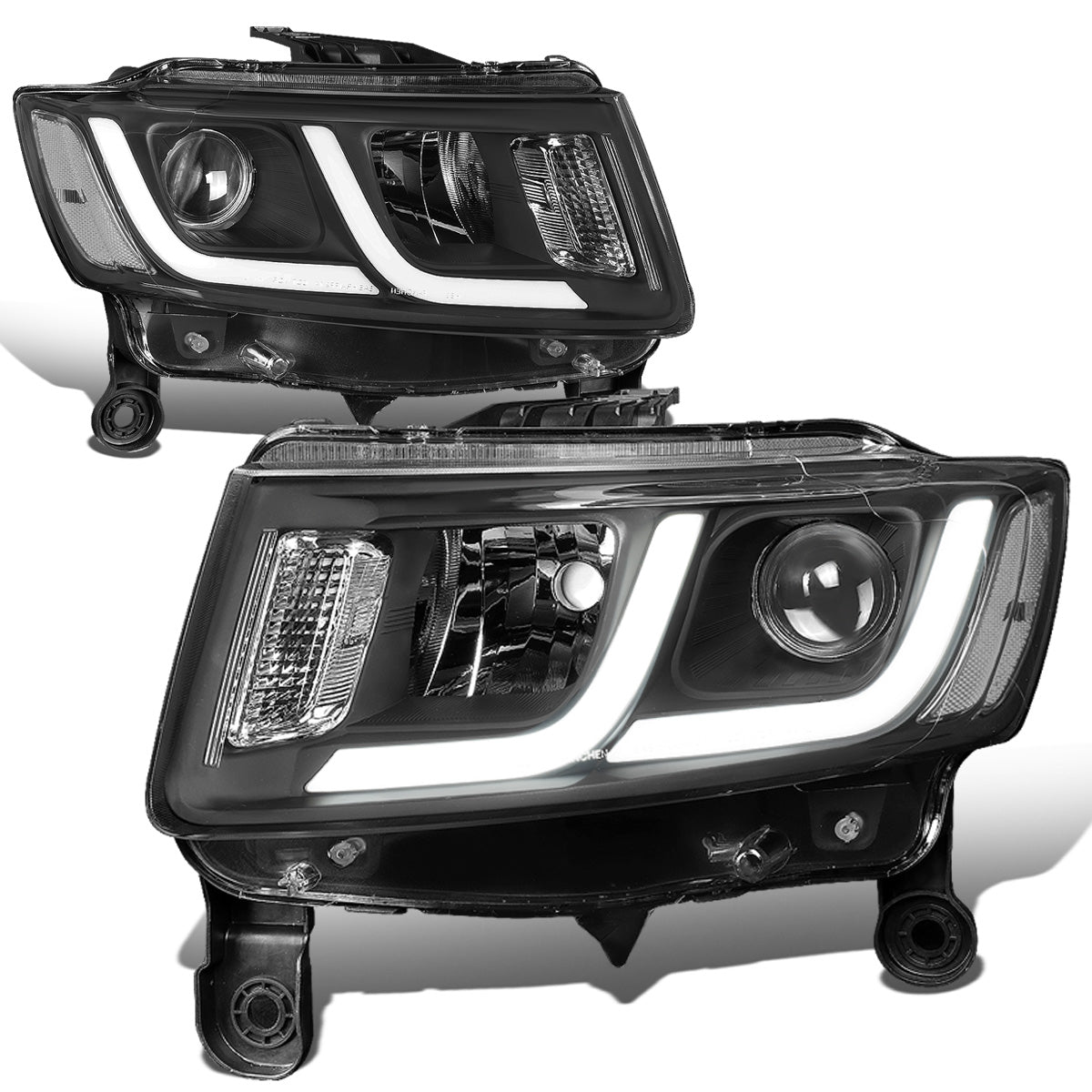 FAROS 14-16 JEEP GRAND CHEROKEE PRE FACELIFT - FITS MODELS WITH HALOGEN HEADLIGHTS ONLY - PROJECTOR LOW BEAM - BLACK HOUSING / CLEAR CORNER - H1 LOW BEAM / H1 HIGH BEAM