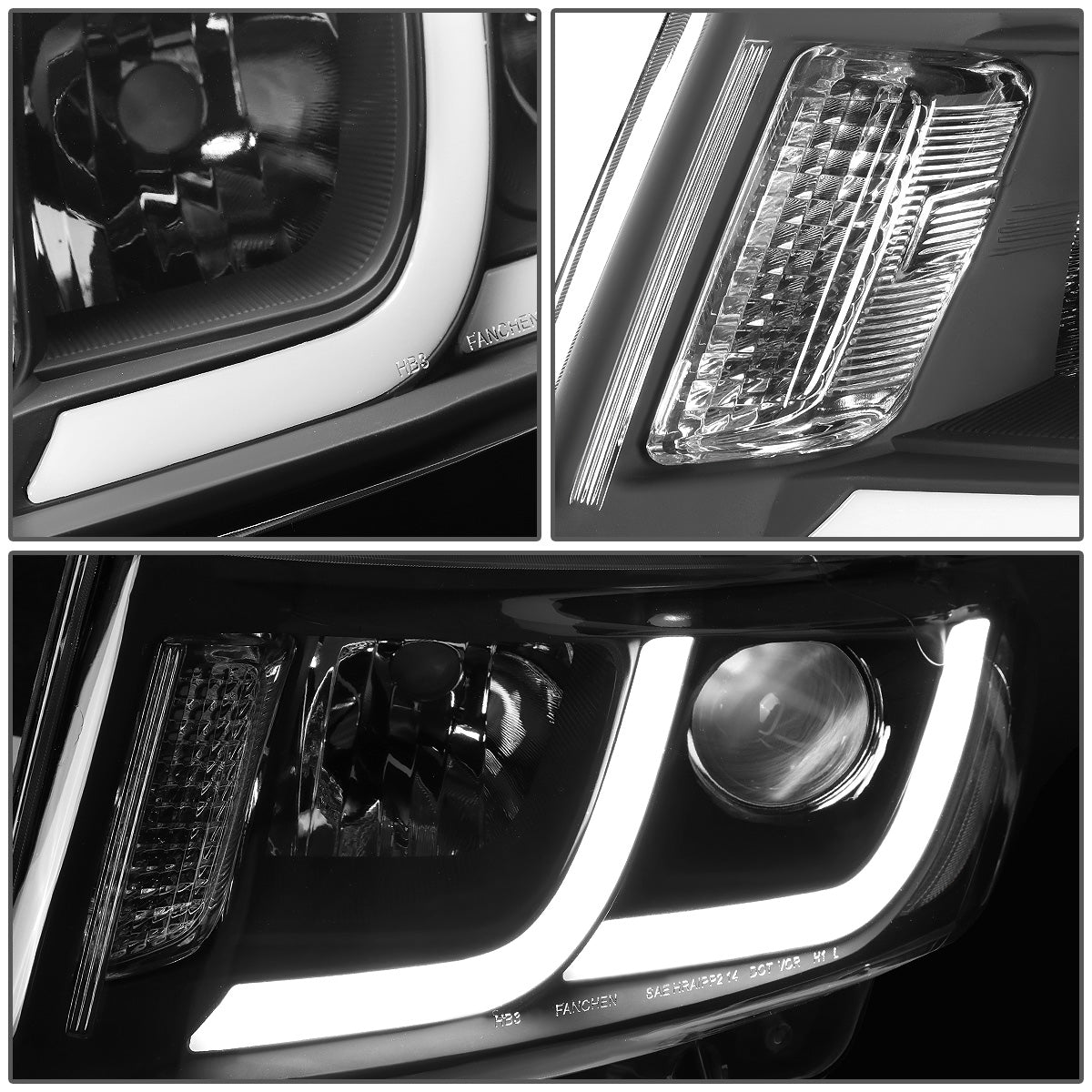 FAROS 14-16 JEEP GRAND CHEROKEE PRE FACELIFT - FITS MODELS WITH HALOGEN HEADLIGHTS ONLY - PROJECTOR LOW BEAM - BLACK HOUSING / CLEAR CORNER - H1 LOW BEAM / H1 HIGH BEAM