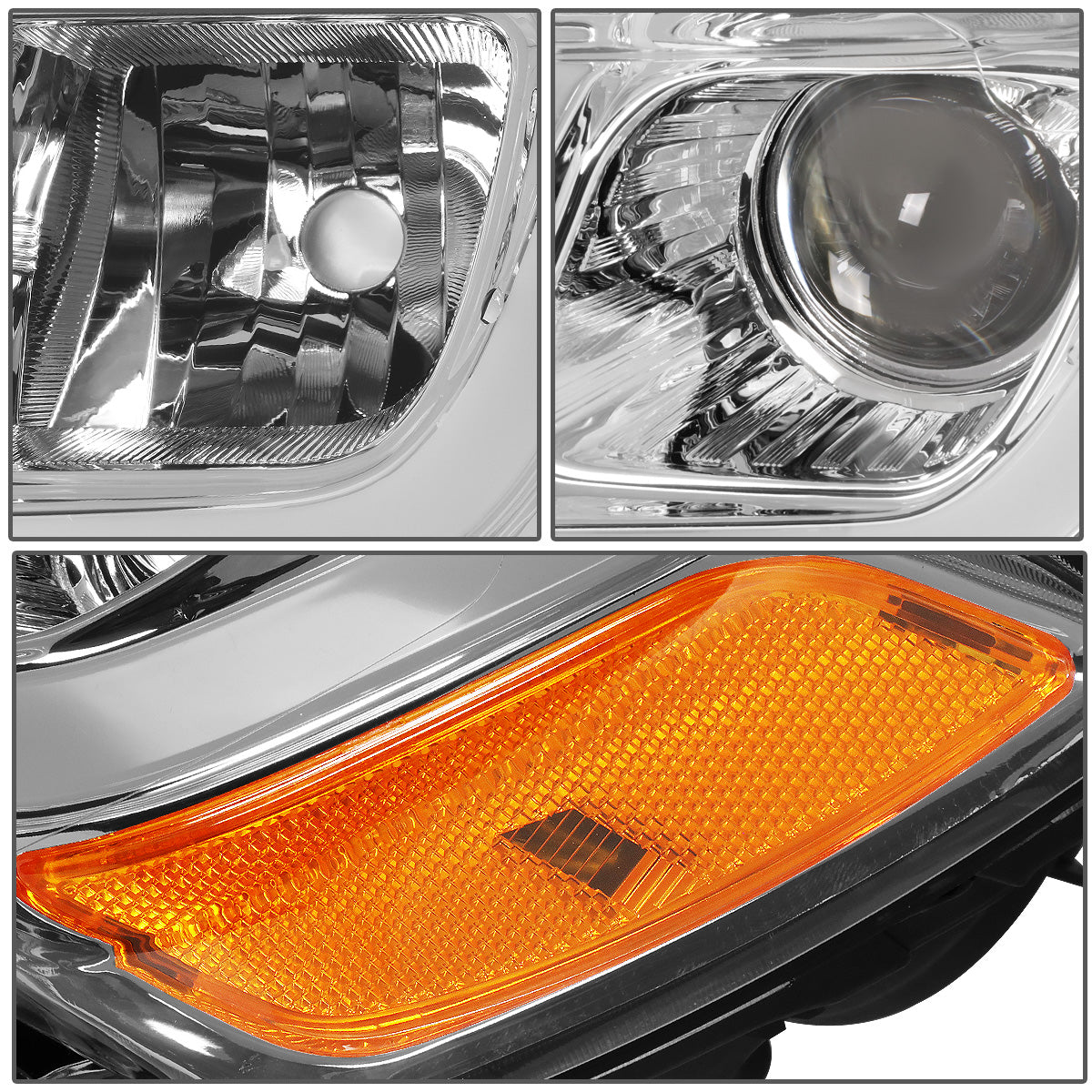 FAROS 14-16 JEEP GRAND CHEROKEE PRE FACELIFT - FITS MODELS WITH HALOGEN HEADLIGHTS ONLY - PROJECTOR LOW BEAM - CHROME HOUSING / AMBER CORNER - H1 LOW BEAM / H1 HIGH BEAM
