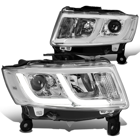 FAROS 14-16 JEEP GRAND CHEROKEE PRE FACELIFT - FITS MODELS WITH HALOGEN HEADLIGHTS ONLY - PROJECTOR LOW BEAM - CHROME HOUSING / CLEAR CORNER - H1 LOW BEAM / H1 HIGH BEAM