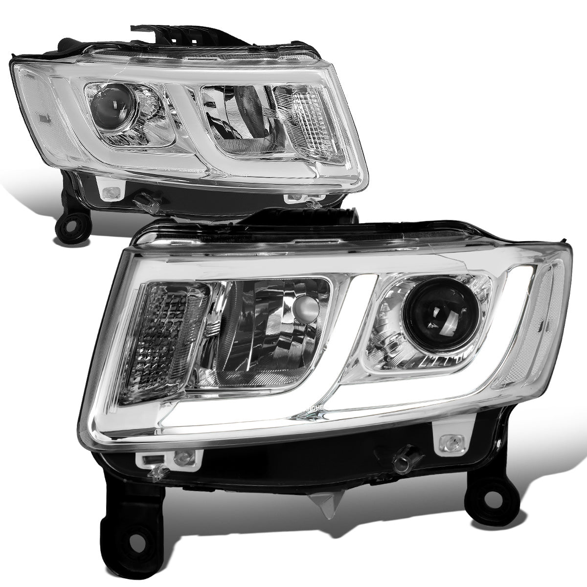 FAROS 14-16 JEEP GRAND CHEROKEE PRE FACELIFT - FITS MODELS WITH HALOGEN HEADLIGHTS ONLY - PROJECTOR LOW BEAM - CHROME HOUSING / CLEAR CORNER - H1 LOW BEAM / H1 HIGH BEAM