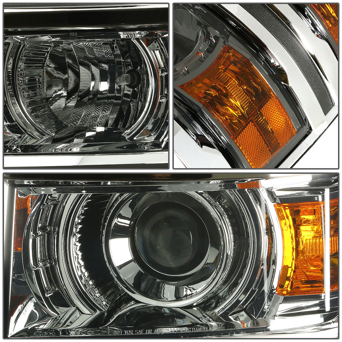 FAROS 14-15 CHEVY SILVERADO 2500 / 3500 / 14-16 SILVERADO 1500 / 2015 SILVERADO 3500 2/4-DOOR - LED - PROJECTOR - SMOKE HOUSING / AMBER CORNER - H11 LOW BEAM / 9005 HIGH BEAM