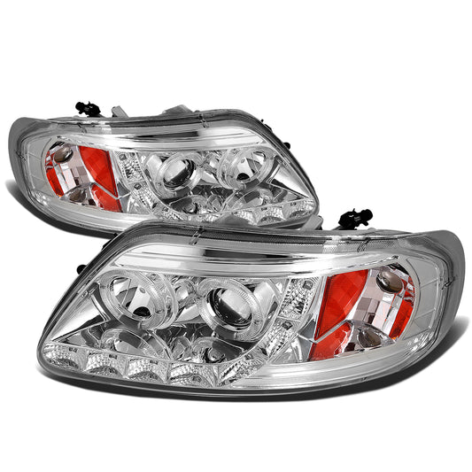 FAROS 97-99 FORD F-250 LIGHT DUTY / 97-02 FORD EXPEDITION / 97-03 FORD F-150 / 2004 FORD F-150 HERITAGE 2/4-DOOR - 1PC - LED DRL - HALO PROJECTOR - CHROME HOUSING / AMBER CORNER - H1 LOW BEAM / HIGH BEAM