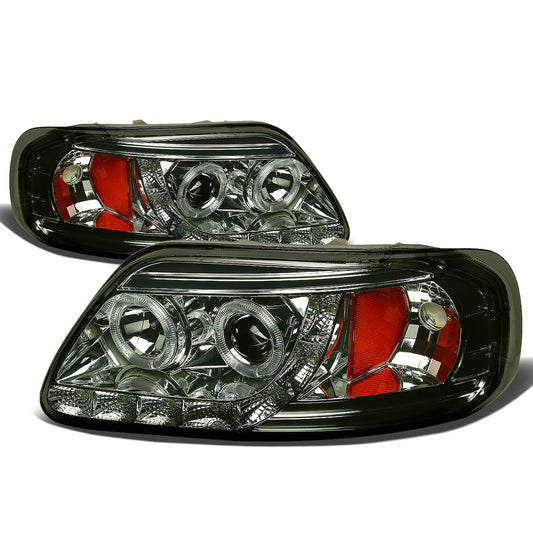 FAROS 97-99 FORD F-250 LIGHT DUTY / 97-02 FORD EXPEDITION / 97-03 FORD F-150 / 2004 FORD F-150 HERITAGE 2/4-DOOR - 1PC - LED DRL - HALO PROJECTOR - SMOKE HOUSING / AMBER CORNER - H1 LOW BEAM / HIGH BEAM