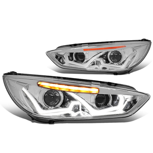 FAROS 15-17 FORD FOCUS 4-DOOR - ONLY FITS HALOGEN HEADLIGHT MODELS - DOES NOT FIT ELECTRIC MODELS - LED - DUAL HALO PROJECTOR - CHROME HOUSING / AMBER CORNER - H11 LOW BEAM / H1 HIGH BEAM
