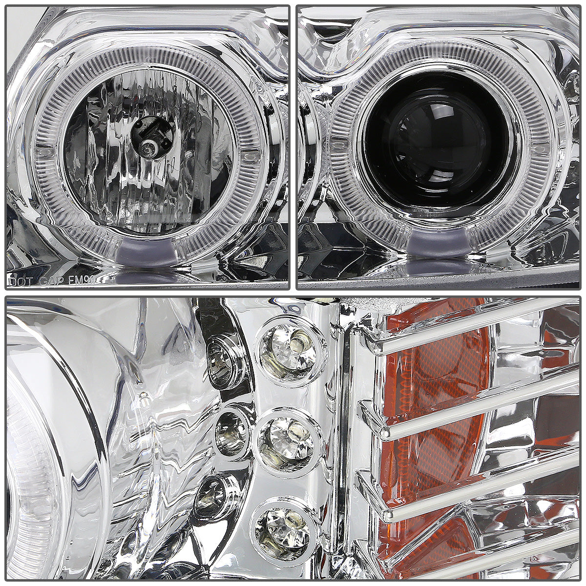 FAROS 99-04 FORD MUSTANG 2-DOOR - LED DRL - HALO PROJECTOR - CHROME HOUSING / AMBER CORNER - H1 LOW BEAM / HIGH BEAM