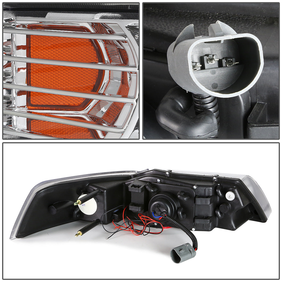 FAROS 99-04 FORD MUSTANG 2-DOOR - LED DRL - HALO PROJECTOR - CHROME HOUSING / AMBER CORNER - H1 LOW BEAM / HIGH BEAM