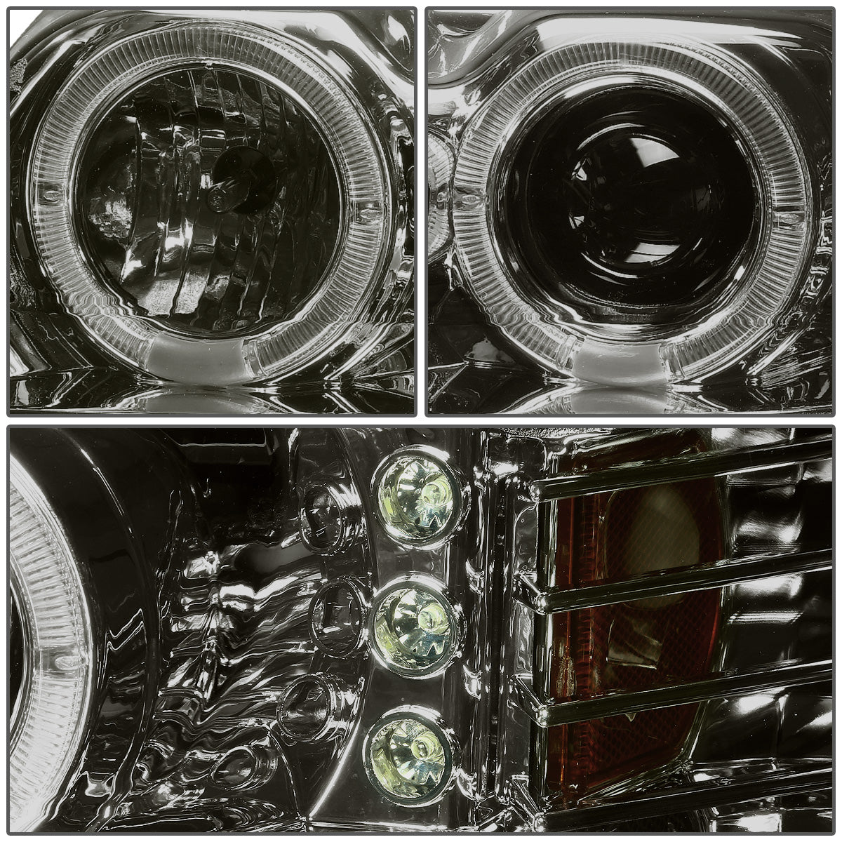 FAROS 99-04 FORD MUSTANG 2-DOOR - LED DRL - HALO PROJECTOR - SMOKE HOUSING / AMBER CORNER - H1 LOW BEAM / HIGH BEAM