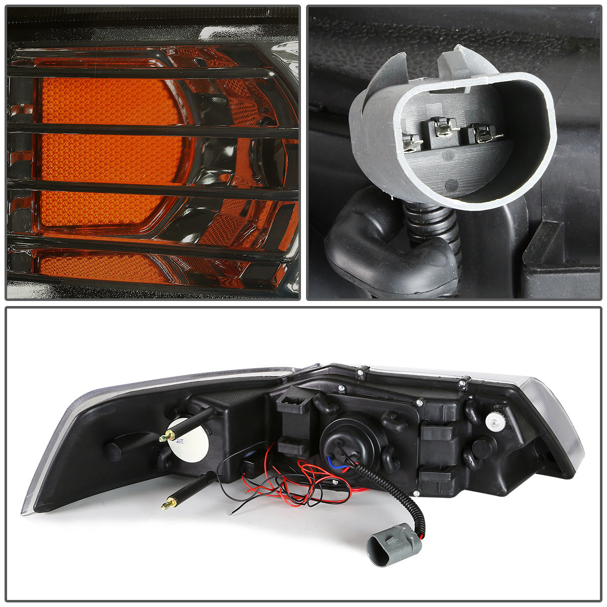 FAROS 99-04 FORD MUSTANG 2-DOOR - LED DRL - HALO PROJECTOR - SMOKE HOUSING / AMBER CORNER - H1 LOW BEAM / HIGH BEAM