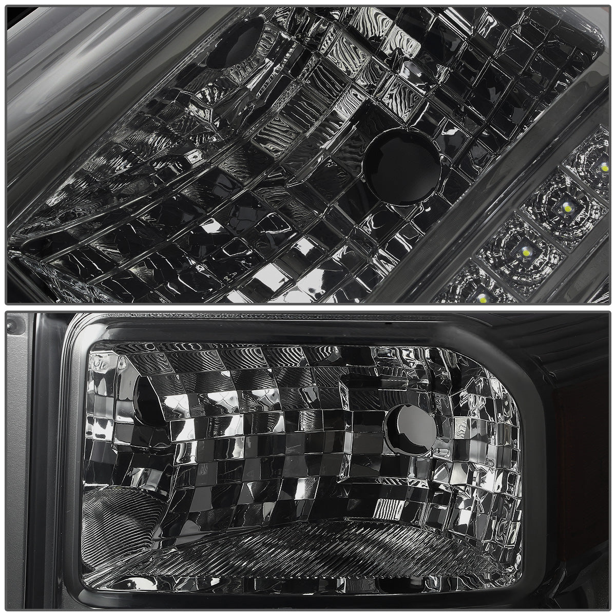 FAROS 11-16 FORD F-250, F-350, F-450, F-550 - SUPER DUTY 2/4-DOOR - LED - HALO PROJECTOR - SMOKE HOUSING / AMBER CORNER - H1 LOW BEAM / HIGH BEAM