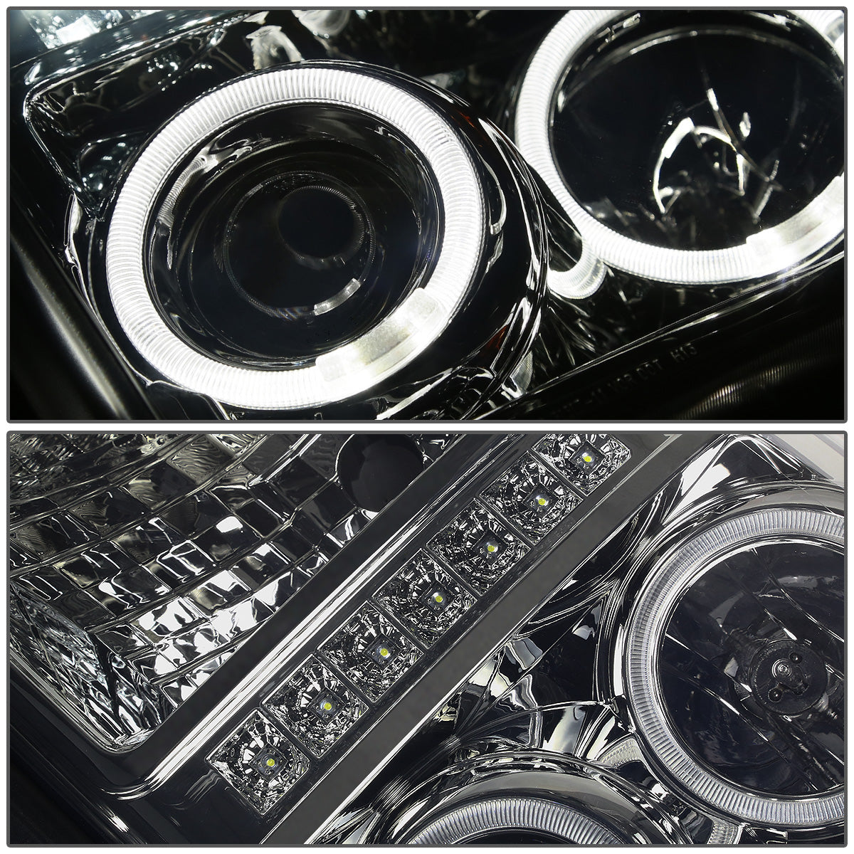 FAROS 11-16 FORD F-250, F-350, F-450, F-550 - SUPER DUTY 2/4-DOOR - LED - HALO PROJECTOR - SMOKE HOUSING / AMBER CORNER - H1 LOW BEAM / HIGH BEAM