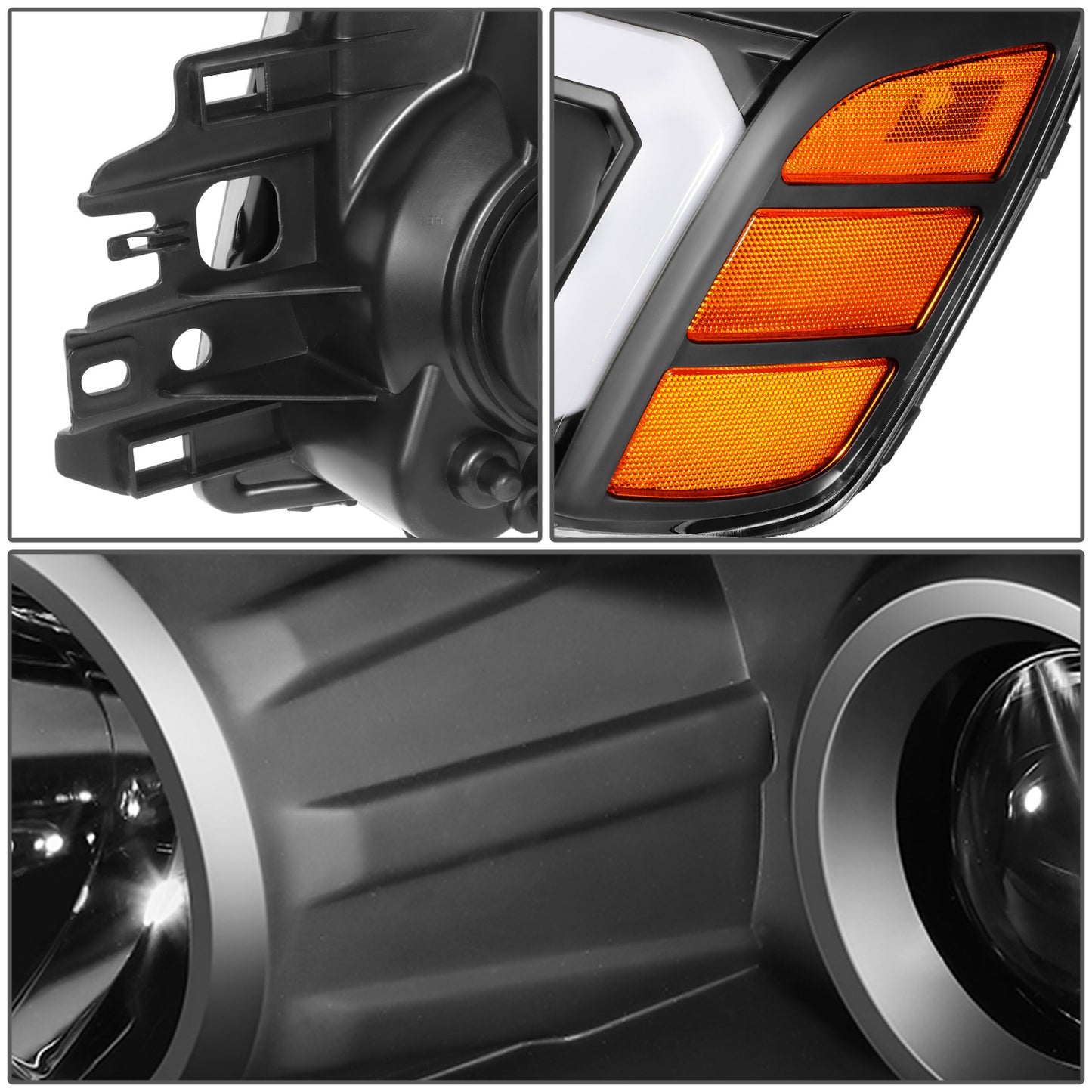 FAROS 04-15 NISSAN TITAN / 05-07 NISSAN ARMADA - 3D LED DRL - PROJECTOR - BLACK HOUSING / AMBER CORNER