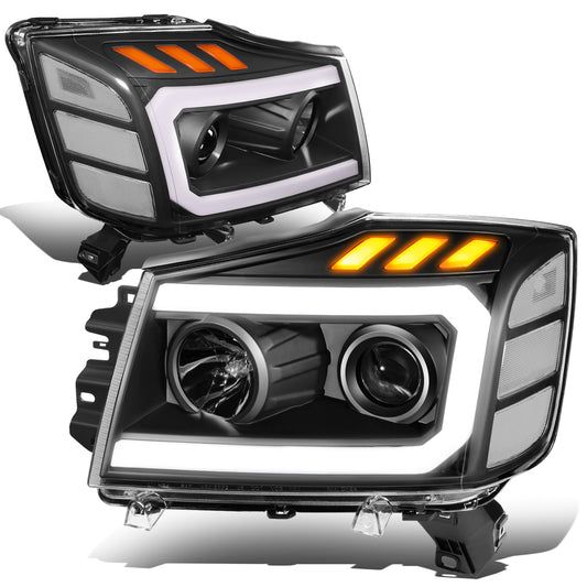 FAROS 04-15 NISSAN TITAN / 05-07 NISSAN ARMADA - 3D LED DRL - PROJECTOR - BLACK HOUSING / CLEAR CORNER
