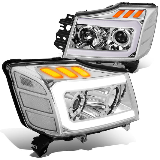 FAROS 04-15 NISSAN TITAN / 05-07 NISSAN ARMADA - 3D LED DRL - PROJECTOR - CHROME HOUSING / CLEAR CORNER