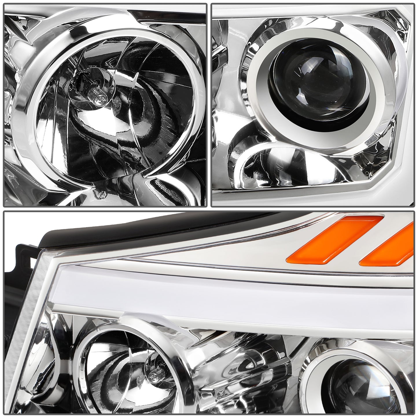 FAROS 04-15 NISSAN TITAN / 05-07 NISSAN ARMADA - 3D LED DRL - PROJECTOR - CHROME HOUSING / CLEAR CORNER