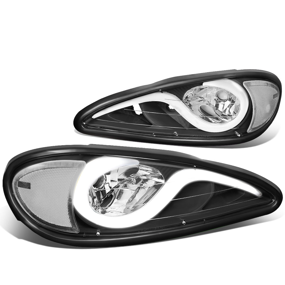 FAROS 99-05 PONTIAC GRAND AM - 3D - LED DRL - PROJECTOR - BLACK HOUSING / CLEAR CORNER - 9007 HIGH / LOW BEAM BULB