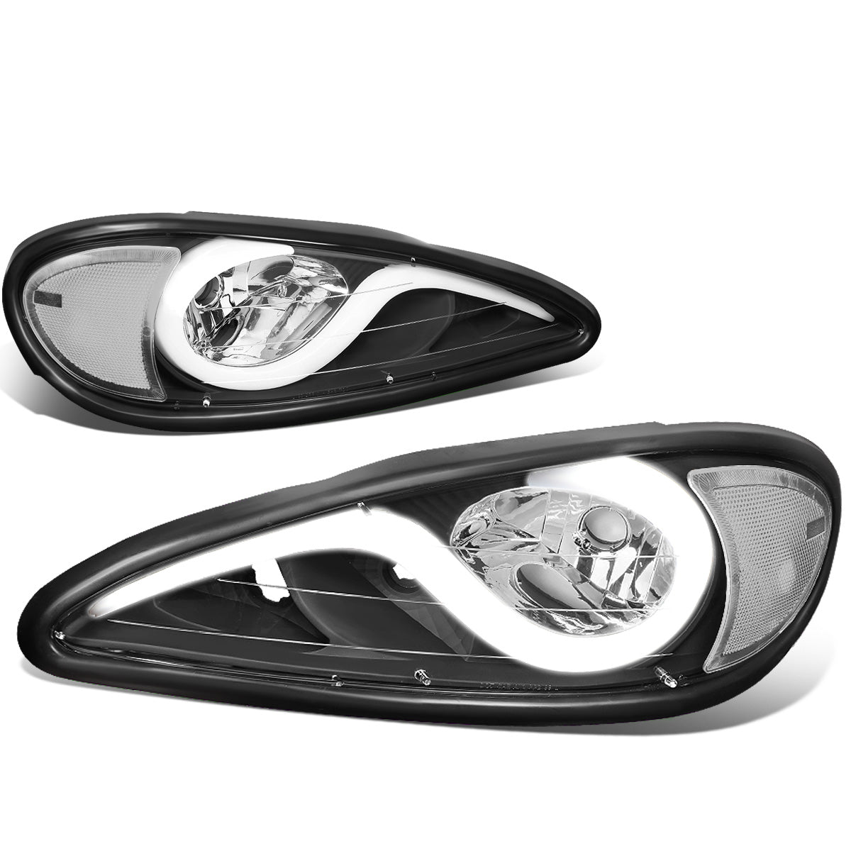 FAROS 99-05 PONTIAC GRAND AM - 3D - LED DRL - PROJECTOR - BLACK HOUSING / CLEAR CORNER - 9007 HIGH / LOW BEAM BULB