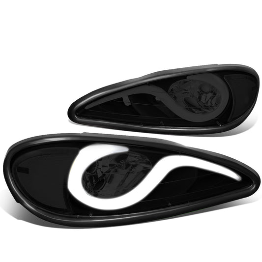 FAROS 99-05 PONTIAC GRAND AM - 3D - LED DRL - PROJECTOR - BLACK HOUSING / SMOKE LENS / CLEAR CORNER - 9007 HIGH / LOW BEAM BULB