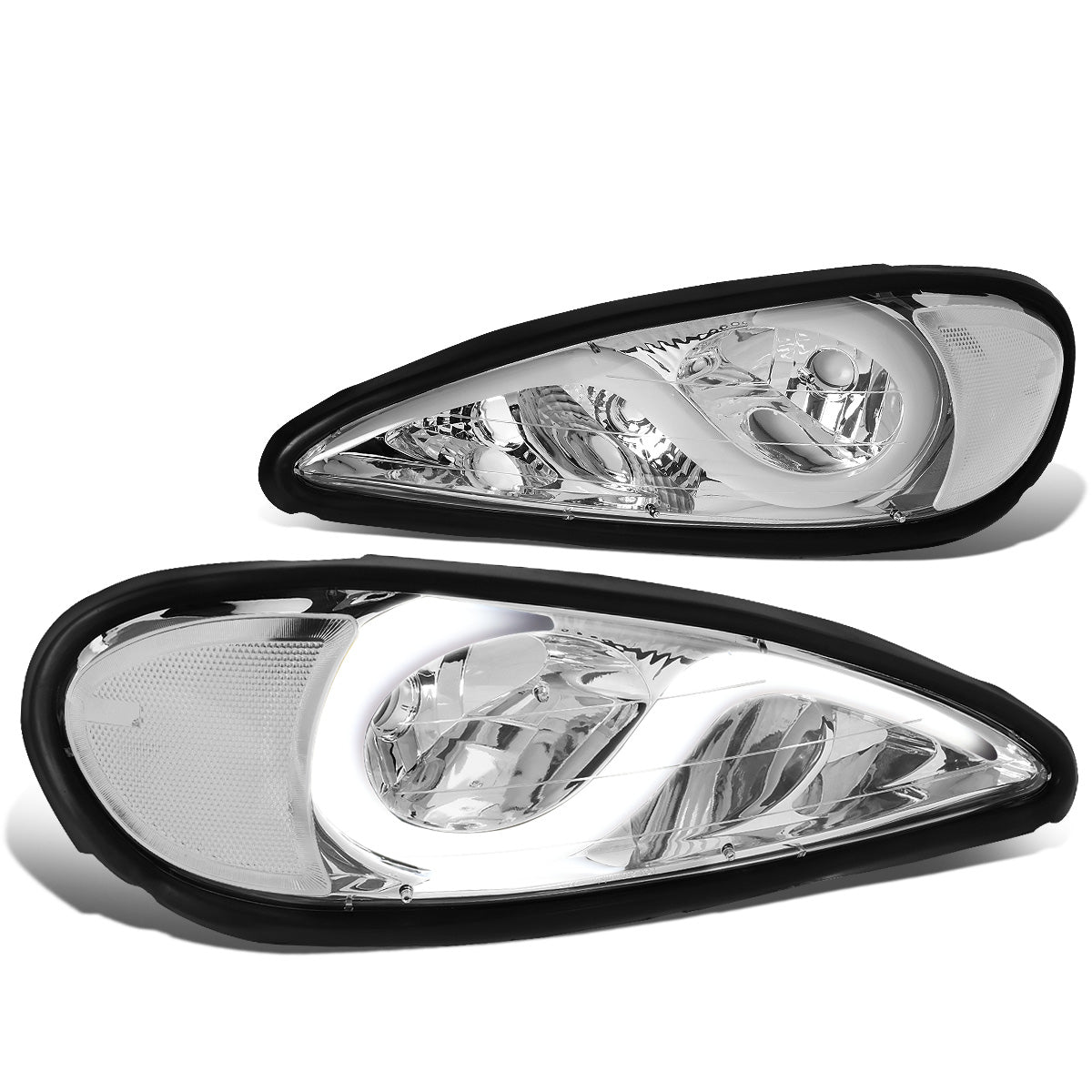 FAROS 99-05 PONTIAC GRAND AM - 3D - LED DRL - PROJECTOR - CHROME HOUSING / CLEAR CORNER - 9007 HIGH / LOW BEAM BULB