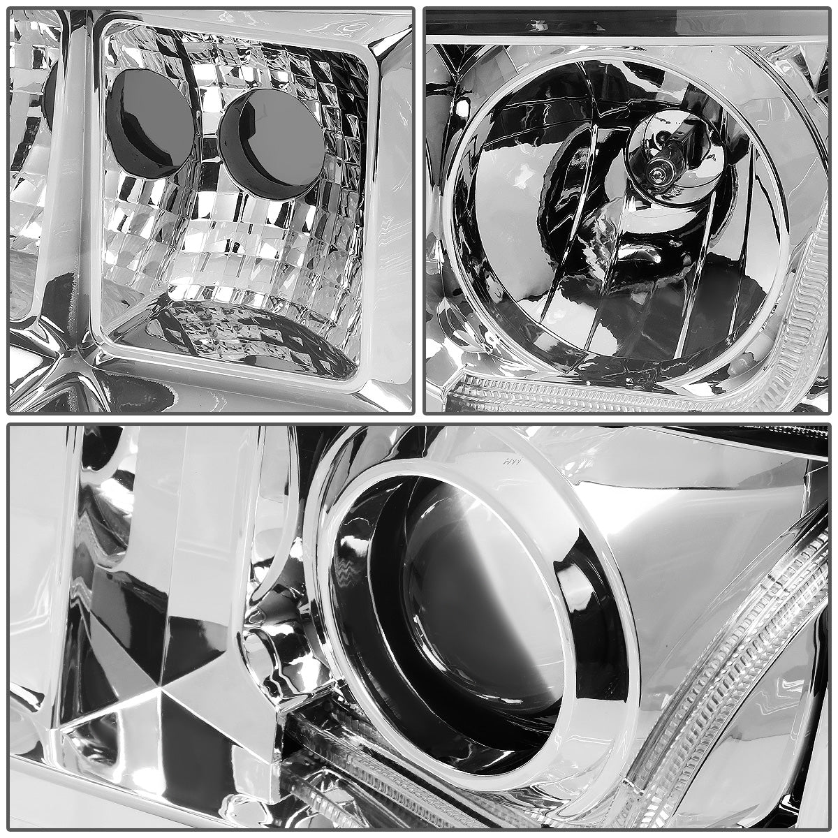 FAROS 07-13 GMC SIERRA 1500, 2500HD, 3500HD 2/4-DOOR -  L-BAR HALO PROJECTOR - CHROME HOUSING / AMBER CORNER - H11 LOW BEAM / 9005 HIGH BEAM