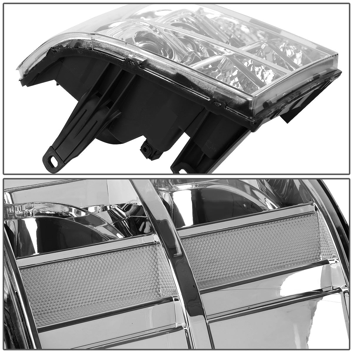 FAROS 07-13 GMC SIERRA 1500, 2500HD, 3500HD 2/4-DOOR - L-BAR HALO PROJECTOR - CHROME HOUSING / CLEAR CORNER - H11 LOW BEAM / 9005 HIGH BEAM