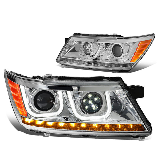 FAROS 09-17 DODGE JOURNEY 4-DOOR - LED U-BAR DRL - HALO PROJECTOR LOW BEAM / 5 LED HIGH BEAM - CHROME HOUSING / AMBER CORNER - H7 LOW BEAM