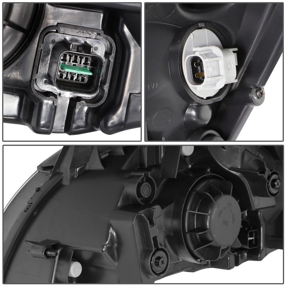 FAROS 06-08 KIA RIO / 06-08 KIA RIO5 - BLACK HOUSING / CLEAR CORNER - H4 HIGH BEAM / H4 LOW BEAM / PY21W SIGNAL / 194 MARKER